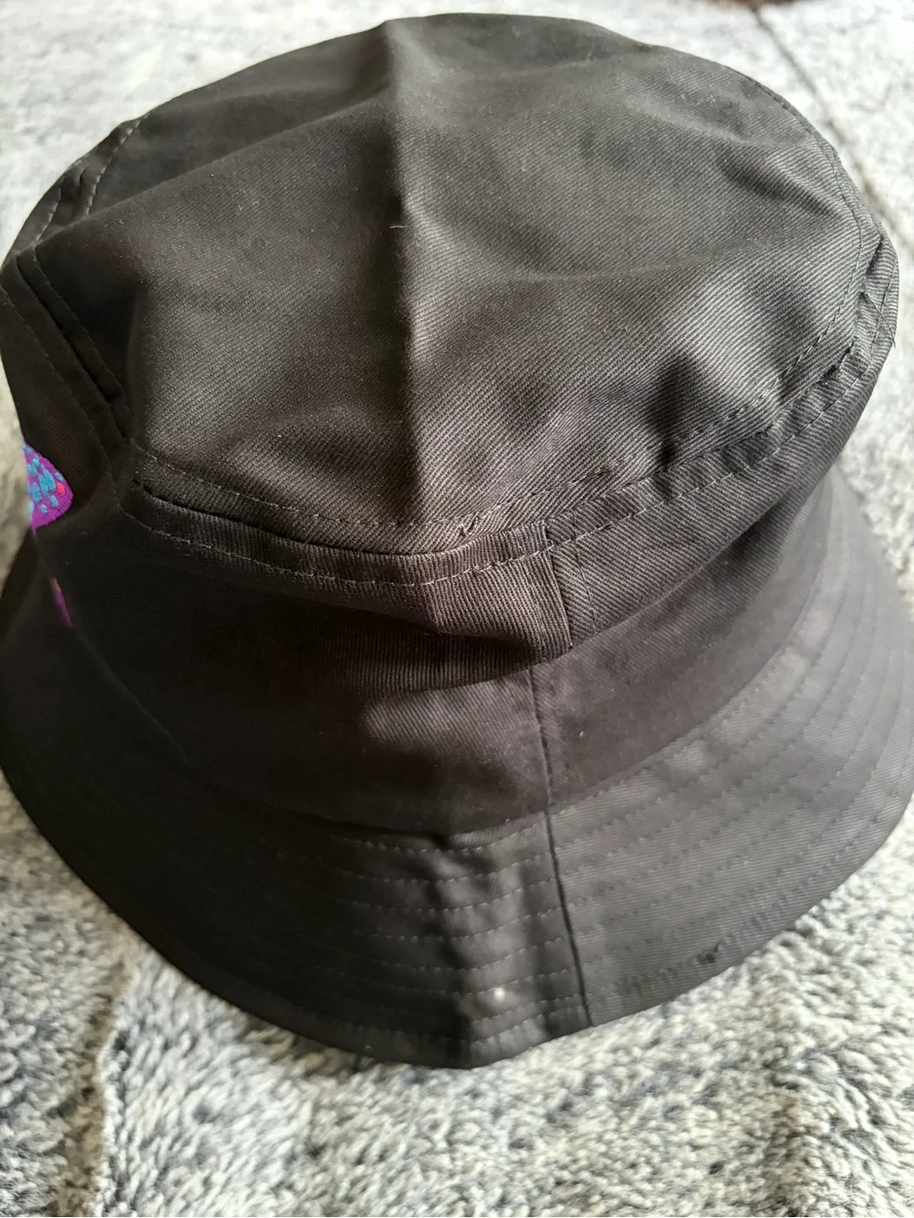 Black Bucket Hat with Colorful Embroidery